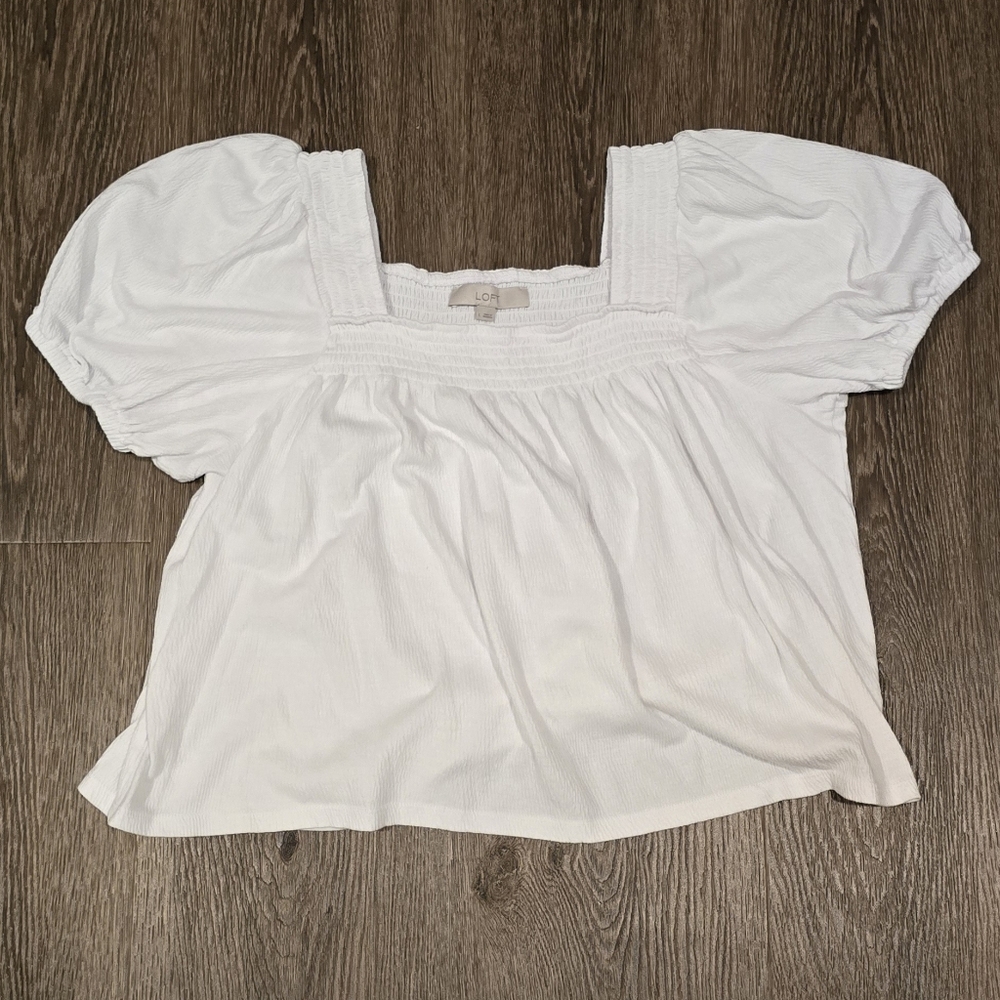 Loft Short Sleeve Shirt White Large